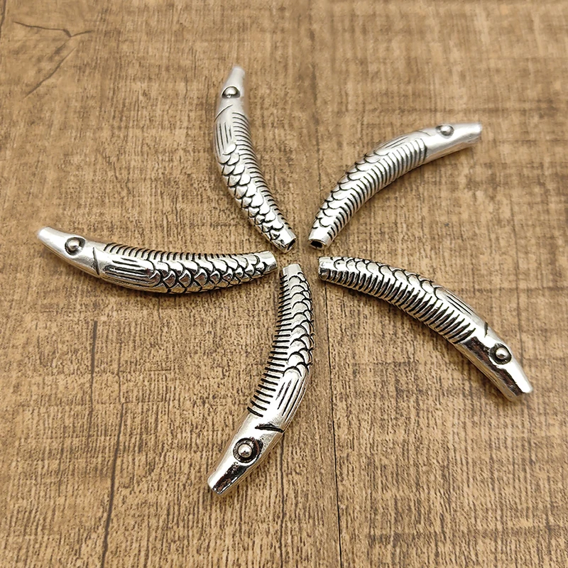 

Youga 5pcs/Pack of Silver Color Alloy Tubular Fish Shape Accessories for DIY Necklace Jewelry Making Other Handmade Wholesale