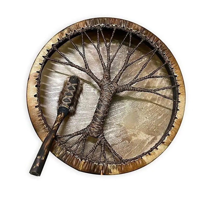 

New Tree Of Life Garden Resin Decoration Tree Of Life Round Shaman Drum Siberian Qiufeng Drum With Drumstick