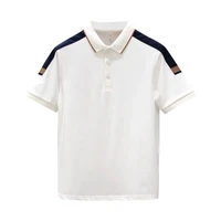 022 new mens short sleeve slim t shirt contrast lapel polo shirt