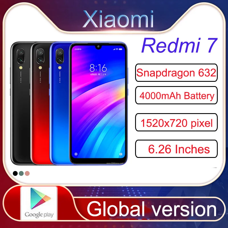 Xiaomi  Redmi 7 Smartphone 4GB 64GB  Googleplay Android cellphone 4000mAh Fingerprint