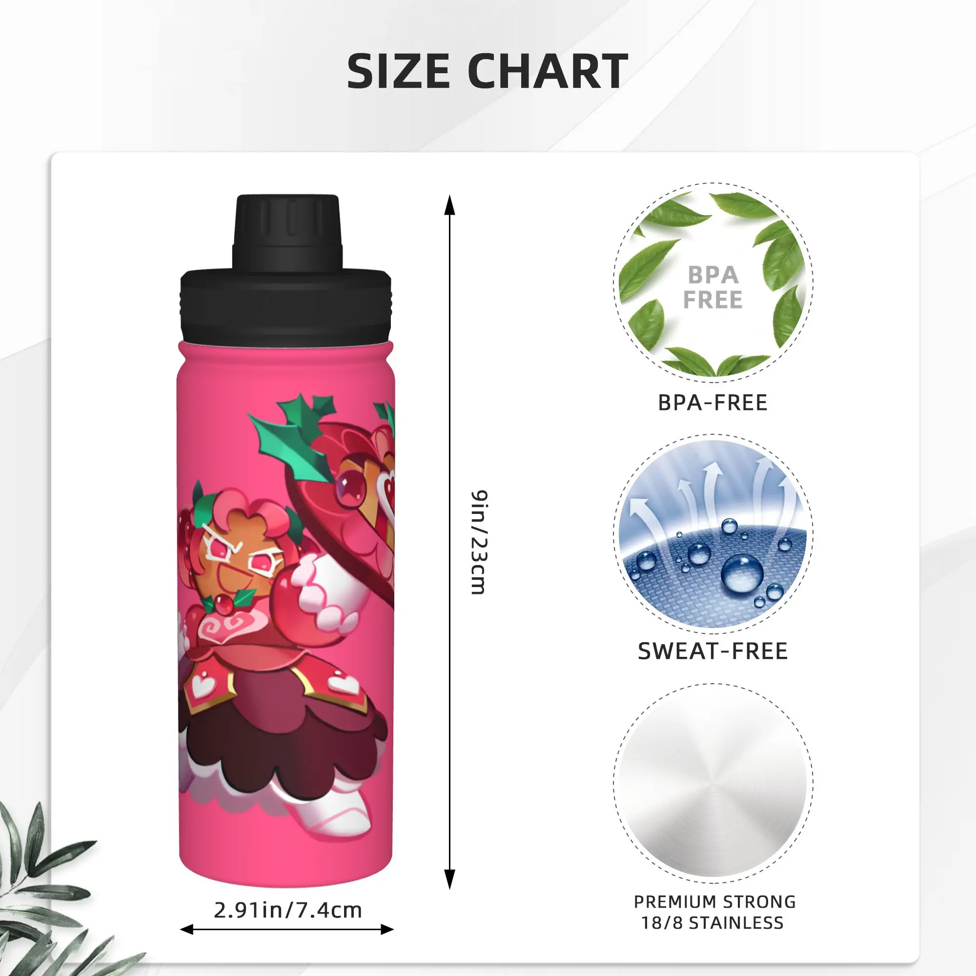 Фото Термокружка Cookies Run Kingdoms 18OZ Hollyberry Cookie, из нержавеющей стали, с двойными стенками, для горячих и холодных напитков №4