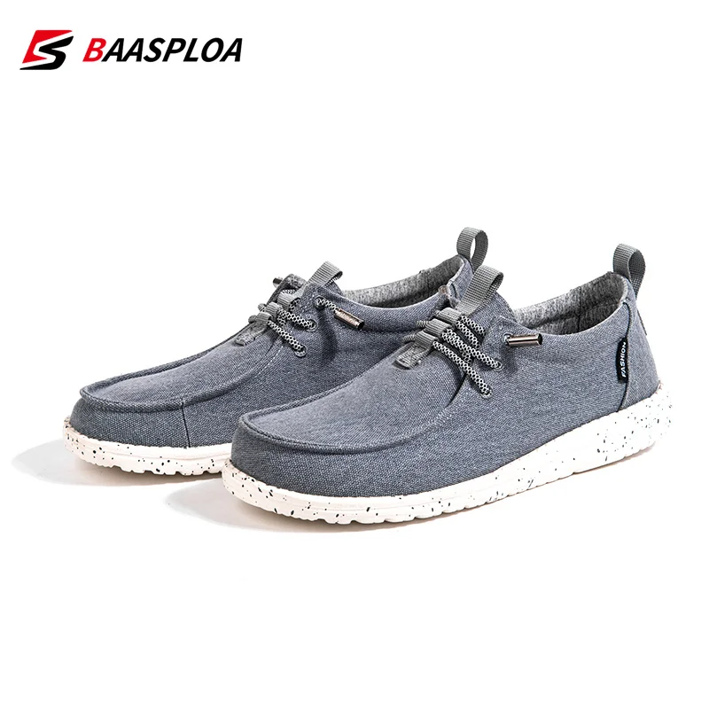 Baasploa Brand Men's Canvas Shoes Summer Men Loafers SHOE Casual Slip-On Flat Sneakers Man Fashion Comfortable Shoes