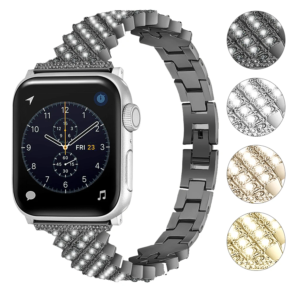 

Women Diamond Watch Strap For Apple Watch Band 7 41mm 45mm Metal Wristband For iWatch Series 6 SE 5 3 38mm 42mm 40mm 44mm Strap