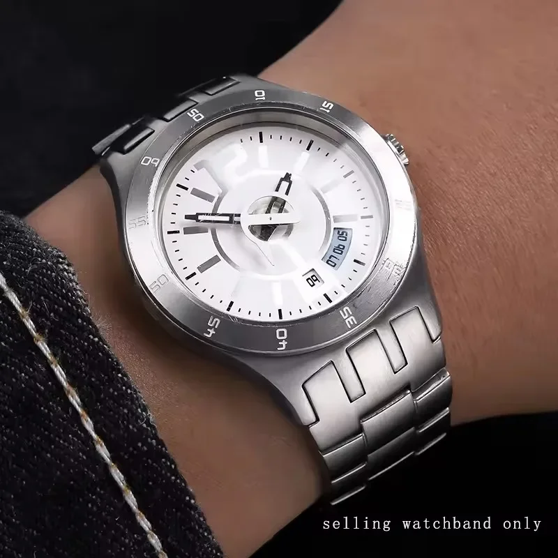Фото Ремешок для часов Swatch 20 мм с вогнутым и выпуклым креплением YTS401 YTS402 YTS407G YTB400 YTS403 409, браслет из прецизионной стали №2