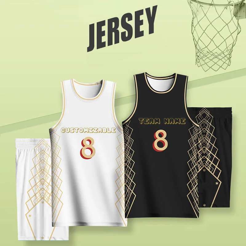

Basketball Kits For Men Full Sublimation Sponsor Club Team Name Number Logo Printed Jerseys Shorts Sportwear Training Tracksuits