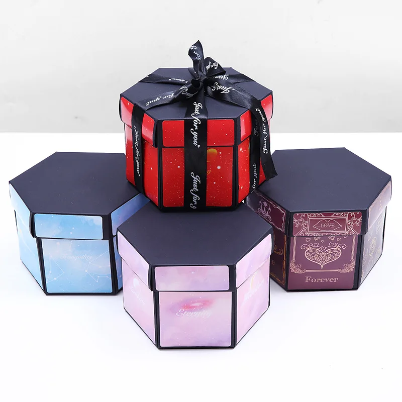 

Готовая Шестигранная взрывобезопасная коробка «сделай сам», альбом для скрапбукинга, Свадебная подарочная коробка, подарок на день Святого Валентина, Рождество, подарочная коробка