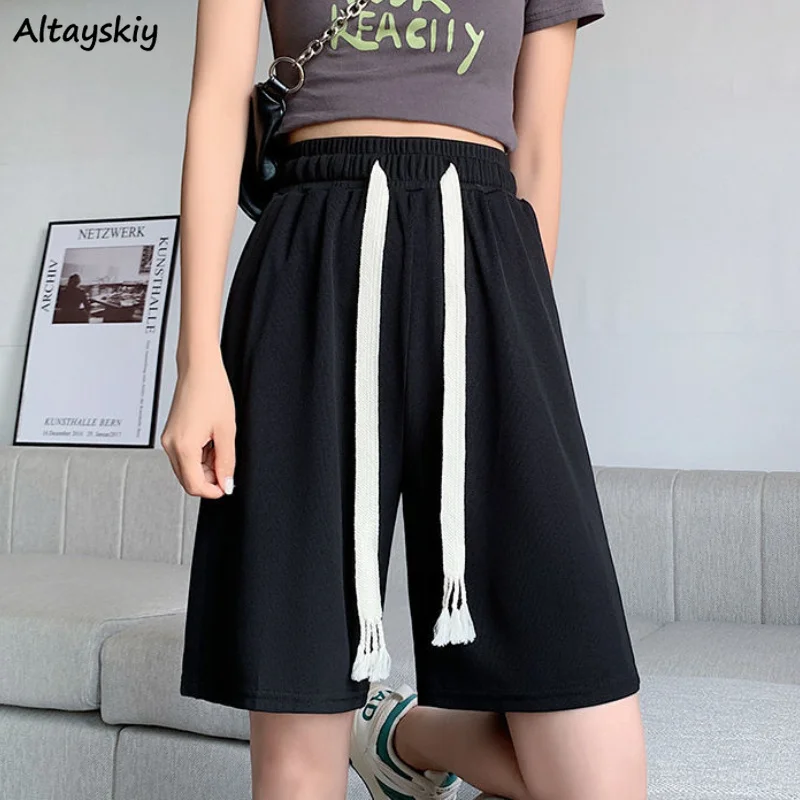 

Шорты женские однотонные, стиль Харадзюку Спортивные Повседневные Ulzzang для колледжа подростков нейтральные 5 цветов простой свободный Универсальный стильный дизайн для женщин