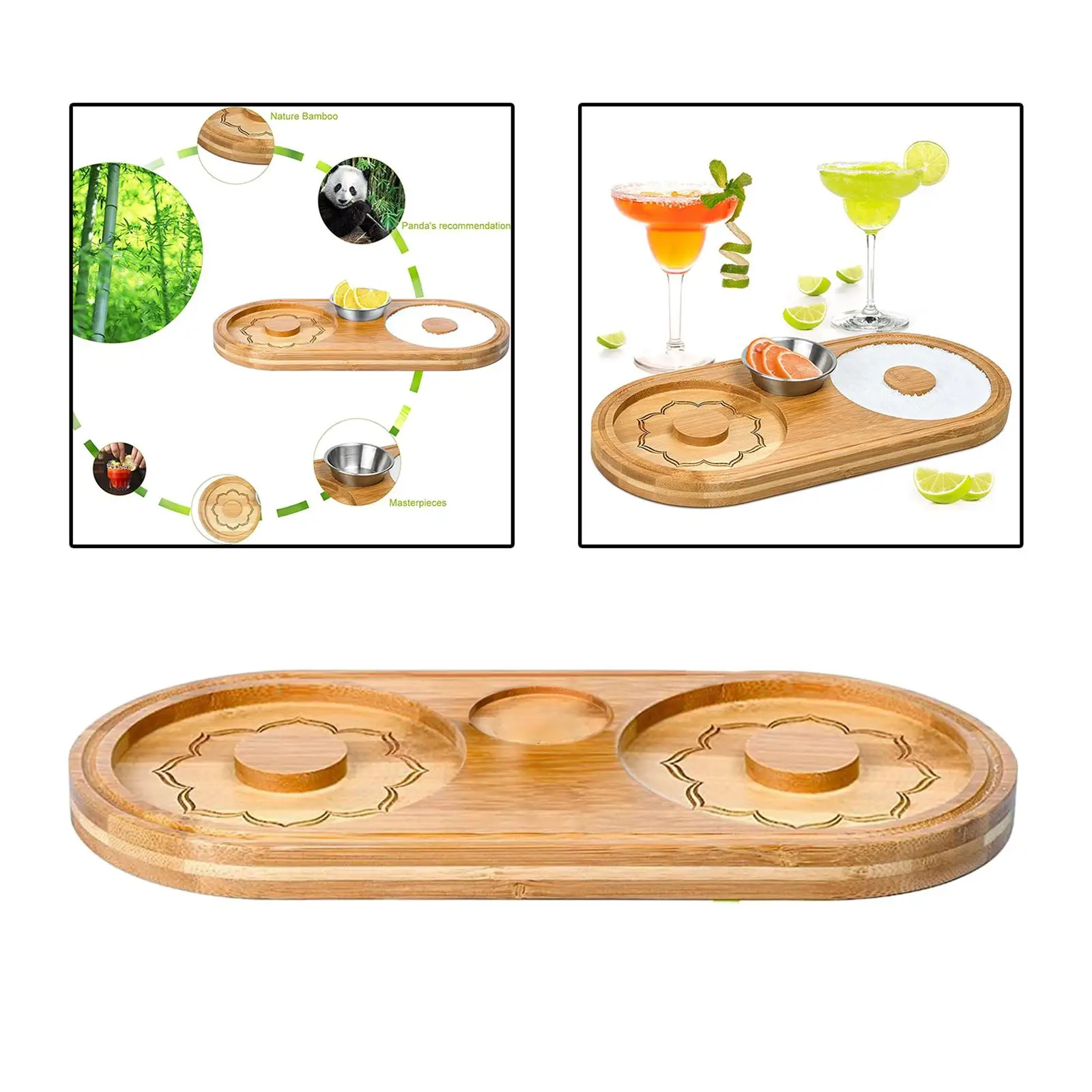 Bar Glass Salt Tray Wooden Salt Cocktail Sugar Glass for Mar