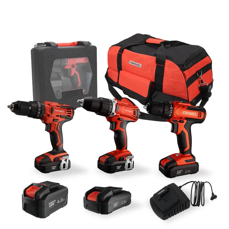 

KAFUWELL PA4219-21 Electric Tools Set 3 In One Brushless Combo Kits 3-piece 20v Lithium Ion Cordless Tools