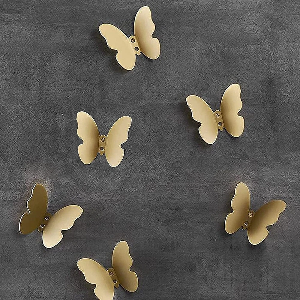 

2Pcs Bathroom Brushed Gold Brass Butterfly Coat Hooks Wall Mounted Decorative Hook Hat Robe Hangers Home Decor