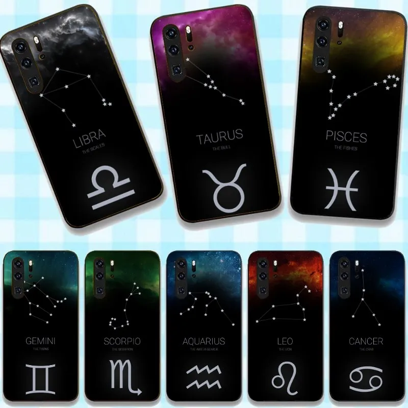 Чехол для телефона Huawei P50 P40 P30 Pro Lite P Smart 2021 2019 Magic 3 12 знаков зодиака со звездами
