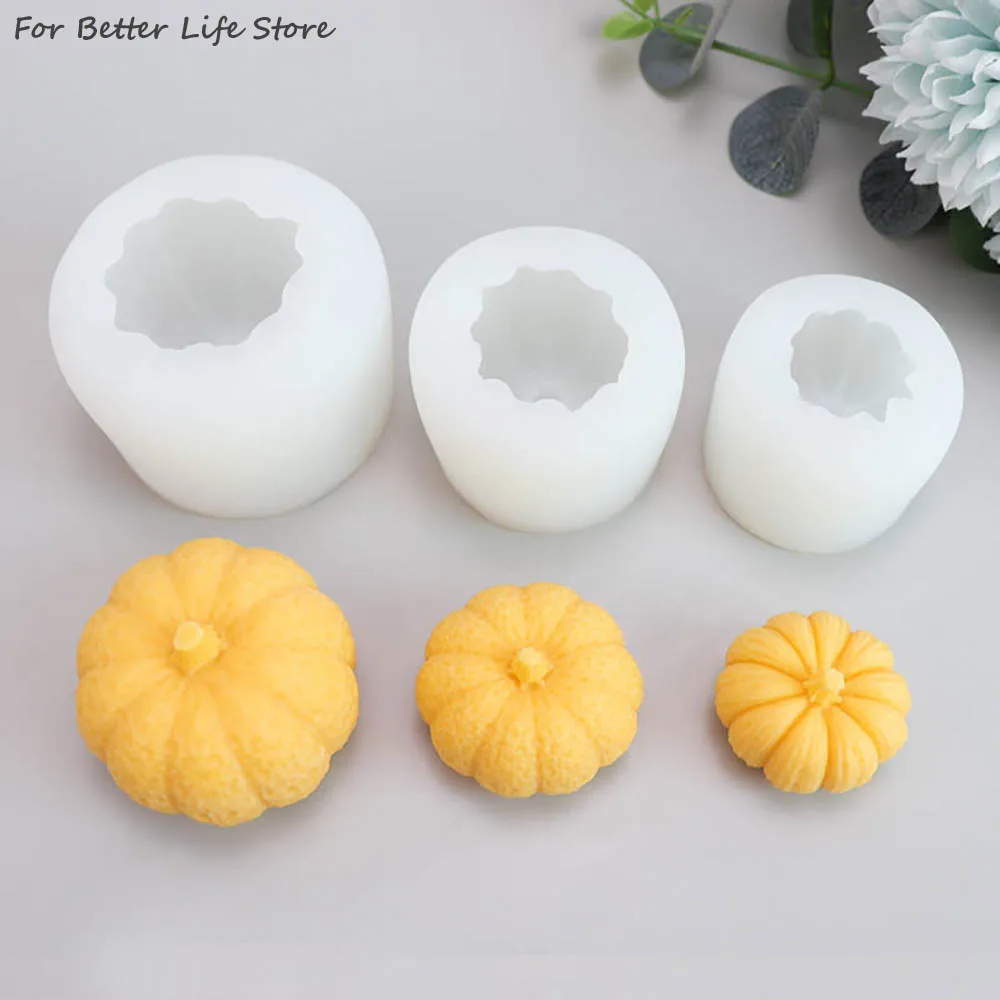 1PC Silicone 3Size Halloween 3D Pumpkin Mould Candle Decoration Fondant  Mousse Handmade  DIY Chocolate  Cake Mold  Washable Reu