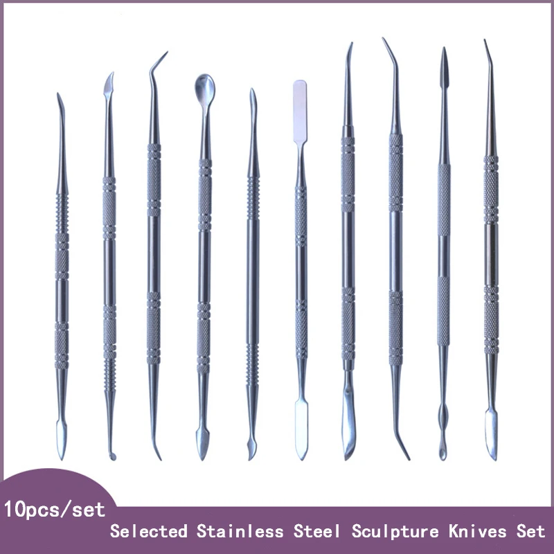 

10Pcs Stainless Steel Clay Sculpture Knife Engrave Tools for Modeling Carving Crafts Ceramic Sculpting Tools