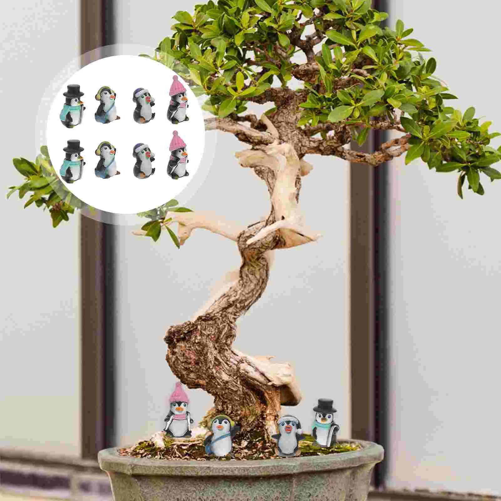 

Penguin Mini Figurines Decor Toysanimal Bonsai Cartoon Ornament Decorations Characters Miniature Party Desktop Figure Lanscape