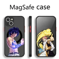 gray fullbuster fairy tail phone case transparent magsafe magnetic magnet for iphone 13 12 11 pro max mini wireless charging