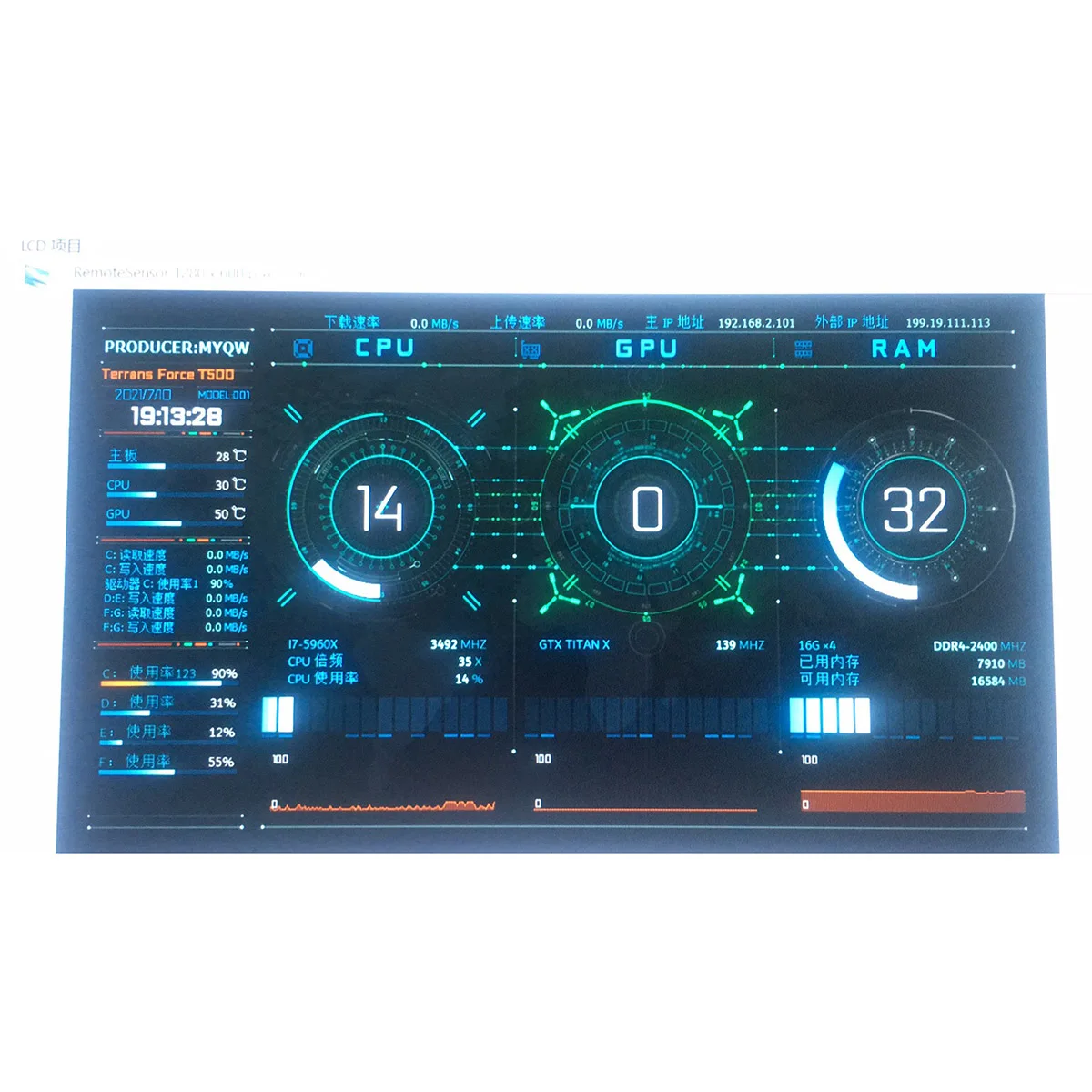 Polegadas para Desktop com Tela Secundária para Raspberry Display de Computador hd com Monitoramento de Temperatura Tela Ips 1024*600 7 pi