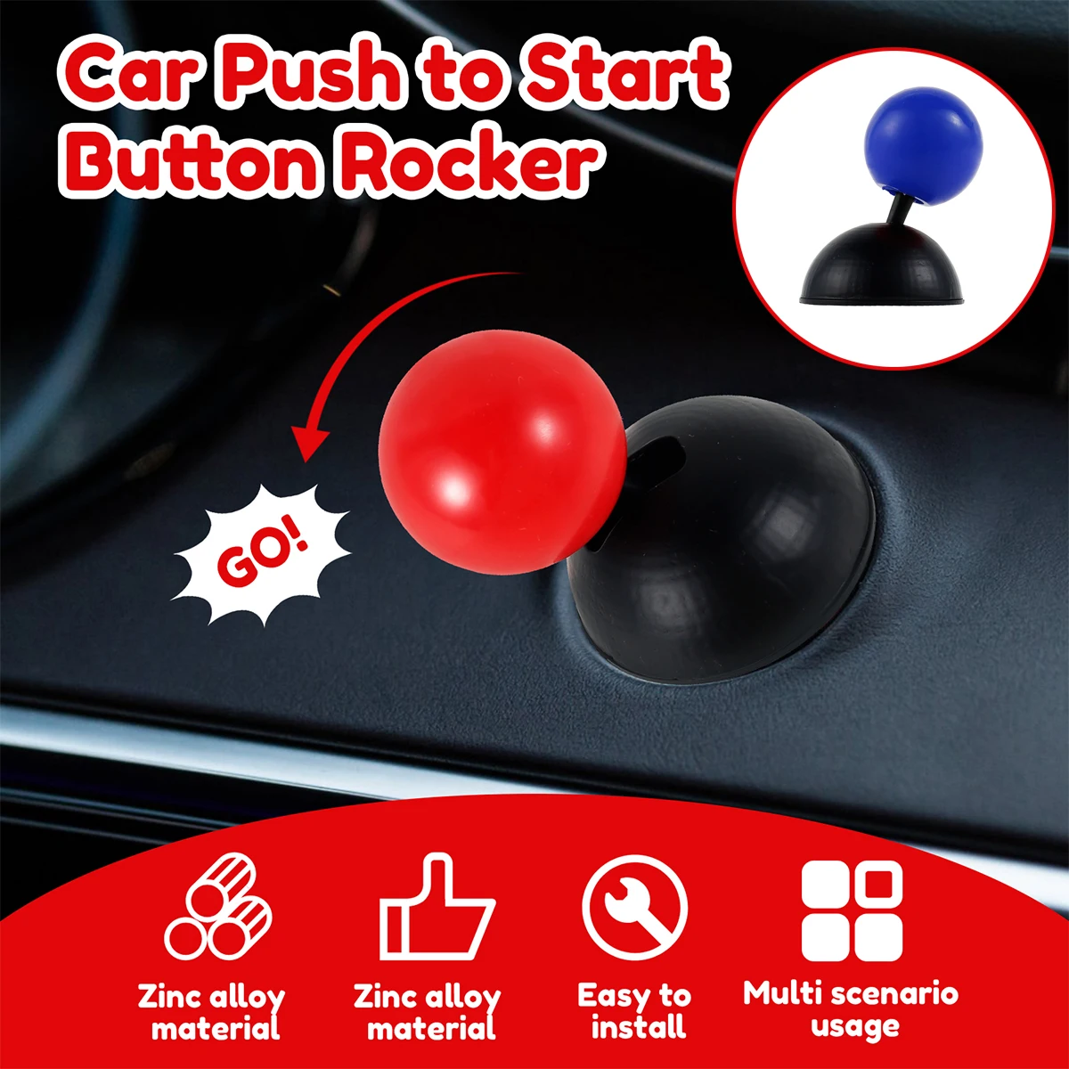 Универсальная Автомобильная Кнопка Запуска Синий Красный Пластиковый Сплав