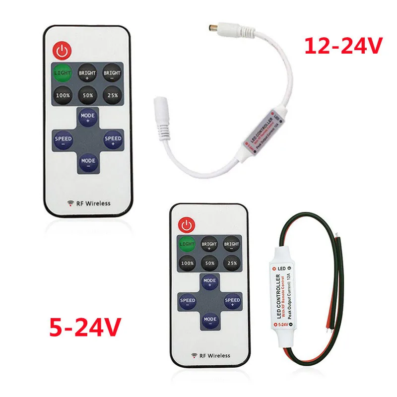 

11keys single color LED controller dimmer power switch DC 5V 12V 24V 12A dimming For 5050 3528 3014 2835 led strip light
