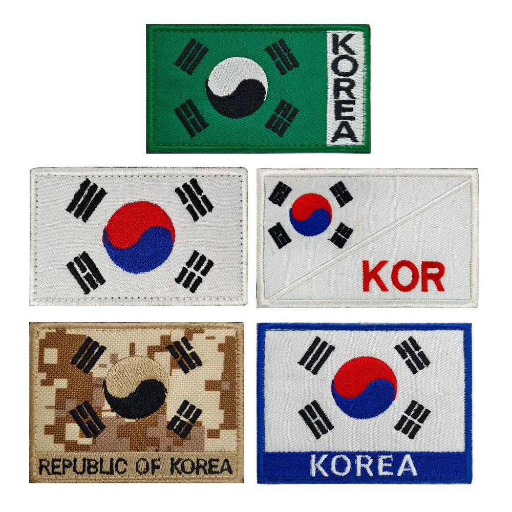 

Черно-белый светящийся флаг Республики Корея, флаги Южной Кореи, значок на липучке, патчи для фотоаппликации