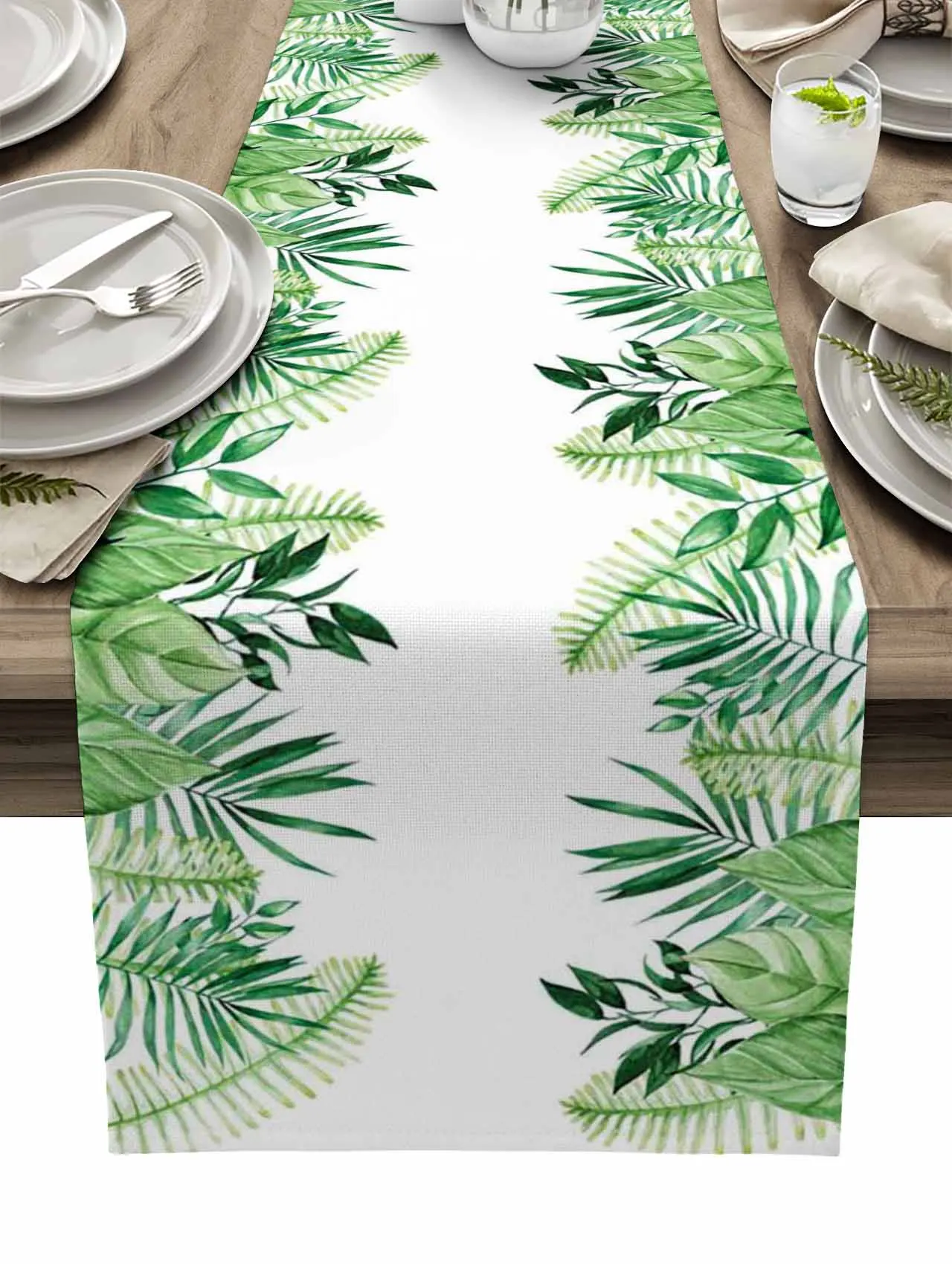 

Summer Tropical Plants Leaves Coffee Table Decor Dinner Table Decoration Wedding Decor Table Runners Modern Wedding Decoration