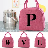black letter canvas lunch box bag dinner bag cooler picnic bag fashion lunch bags school food insulated camping travel handbags