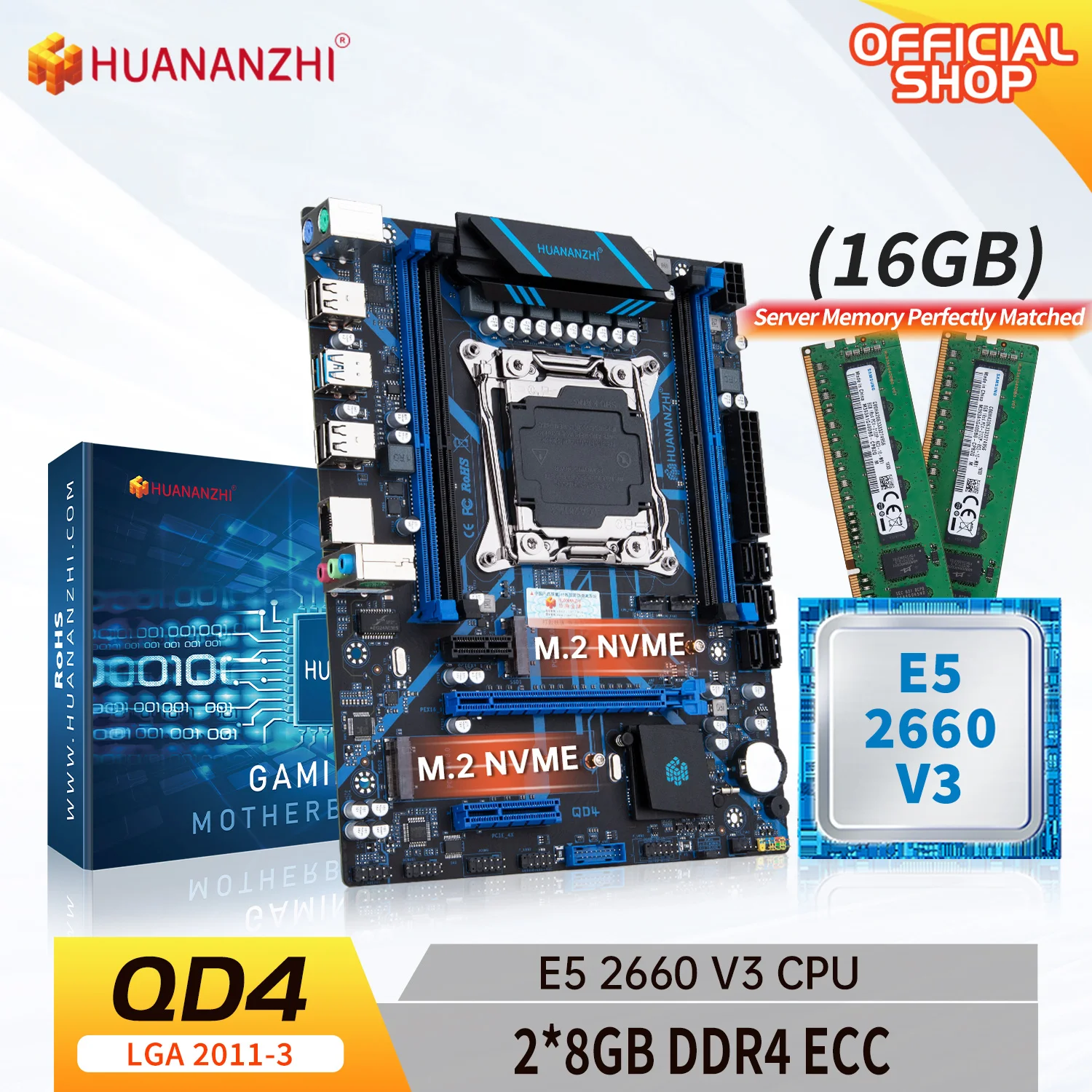 HUANANZHI X99 QD4/XEON E5-2660v3/2*8Gb DDR4