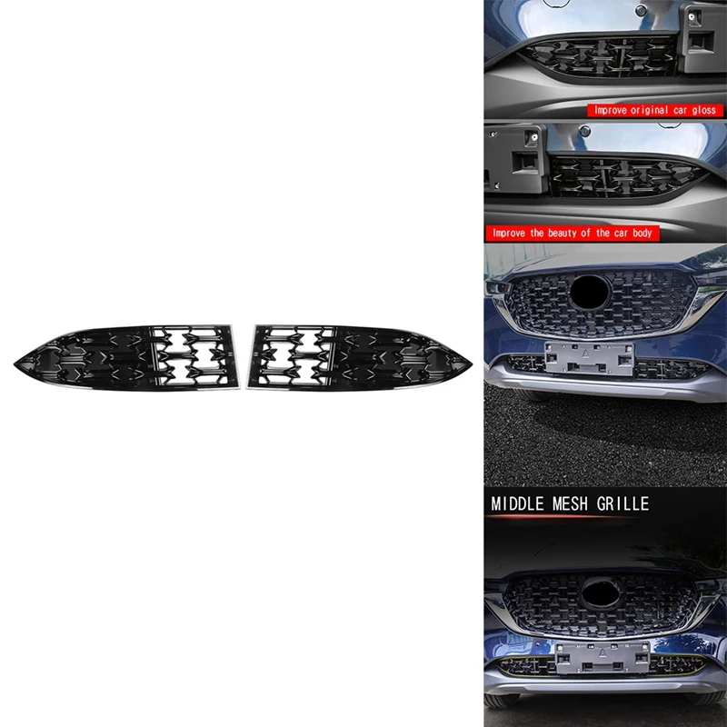 Car Front Lower Bumper Grill Grille Moulding Cover For Mazda CX5 CX-5 2022+ Front Bottom Middle Net Decoration
