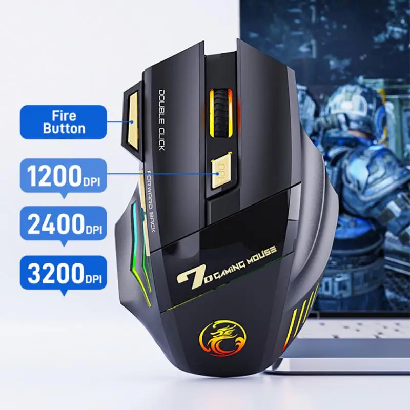 

3200dpi Laptop Mice Mause Professional Office Mouse 2.4g Mute Gaming Mechanical Mouse 7 Button For Game Computer Tablet Pc