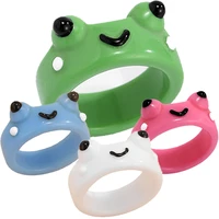 acrylic smile frog rings for men women funny chicken frog ring girls fashion cute cartoon animal ring travel party jewelry gifts