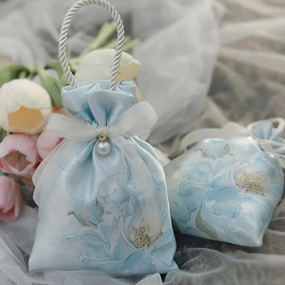 Холщовая Сумка на шнурке с цветами сумка для хранения в Корейском стиле