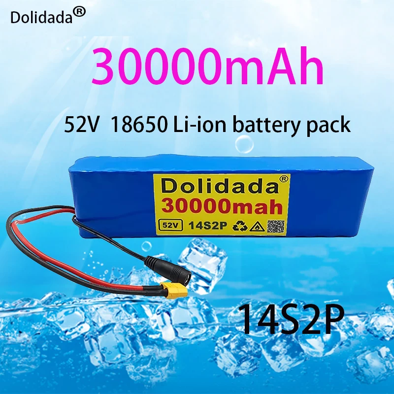 

Литиевая батарея для балансирующих автомобилей, электрических велосипедов, скутеров, трициклов, 52 в 14S2P, 30000 мАч, 18650 Вт