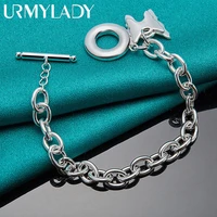 urmylady 925 sterling silver double butterfly charm pendant bracelet chain for woman fashion wedding engagement party jewelry