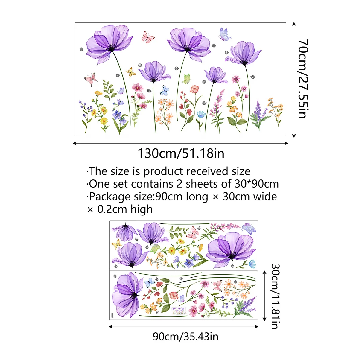 Наклейка на стену с фиолетовым цветком декор для детской комнаты украшение дома