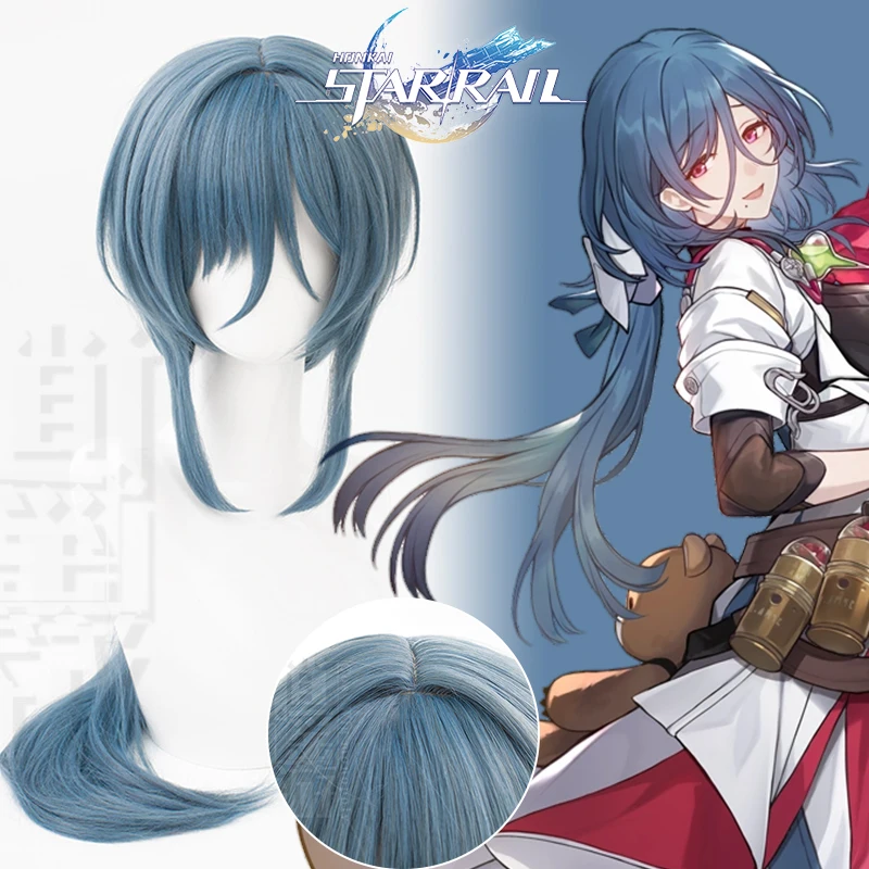 

Honkai Star Rail Natasha Cosplay Wig 85cm 33.5in Long Straight Grey Blue Wig Cosplay Anime Cosplay Perruque Heat Resistant