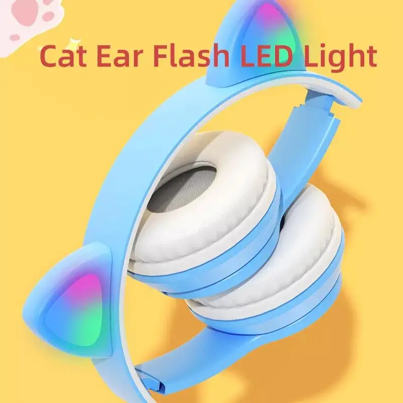 Najlepszy prezent LED ucho kota słuchawki bezprzewodowe Bluetooth 5.0 młodzi ludzie dzieci słuchawki wsparcie słuchawki przewodowe 3.5mm wtyczka z mikrofonem