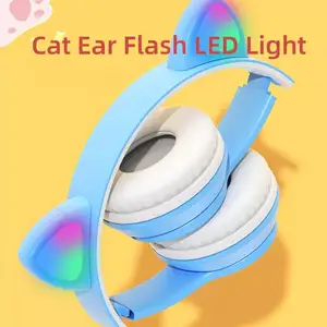 Best Gift LED Cat Ear Wireless Headphones Bluetooth 5.0 Young People Kids Headset Support Wired Earp