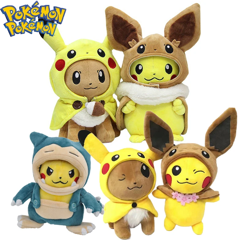 

Pokemon Pikachu Eevee Snorlax Cosplay Plush Doll Toy Pocket Monsters Anime Game Soft Cartoon Doll Toys Gift For Kids 20-30cm