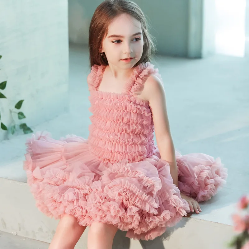 

Kids Tutu Skirt for Flower Girl Dresses Ruffle Tulle Cute Princess Birthday Party Dress Children Fluffy Clothes