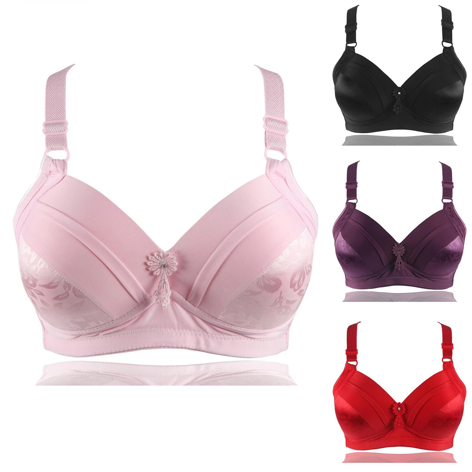

Women Wireless Floral Print Push Up Cotton Bra Sexy Lingerie Brallette