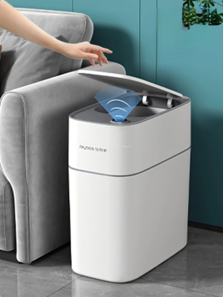 

Smart Trash Can Kitchen Electric Sensor Large White Waste Bin Living Room Home Automatic Garbage Bag Change Garbage Bin Bedroom