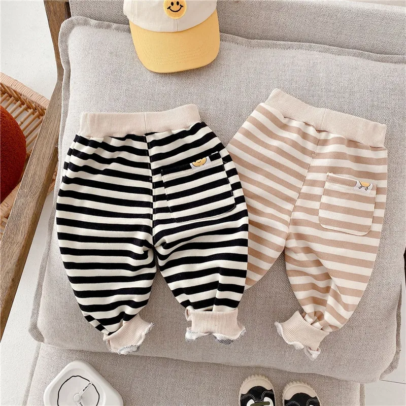 Toddler Infant Fashion Cotton Striped Trousers Baby Loose Pants Boys Clothing 2022 Spring Autumn Kids Casual Trousers for Boy