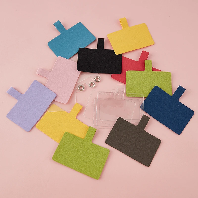 

Plastic Cord Adapter For Mobile Phone Replacement Plastic Card With Transparent Metal Ring To Hook Cord Universal Pendant