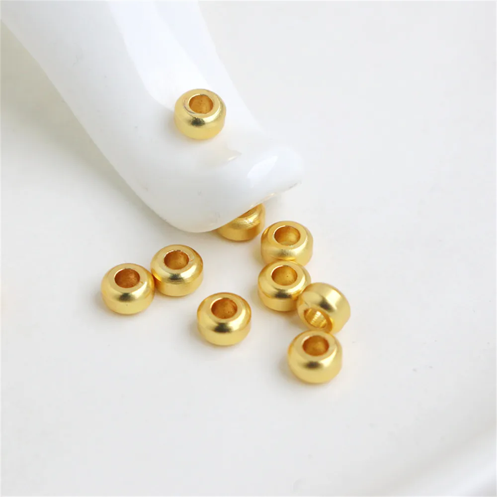 

18k gold clad matte gold 3x5mm large hole spacer beads jewelry accessories diy loose beads rope bracelet necklace