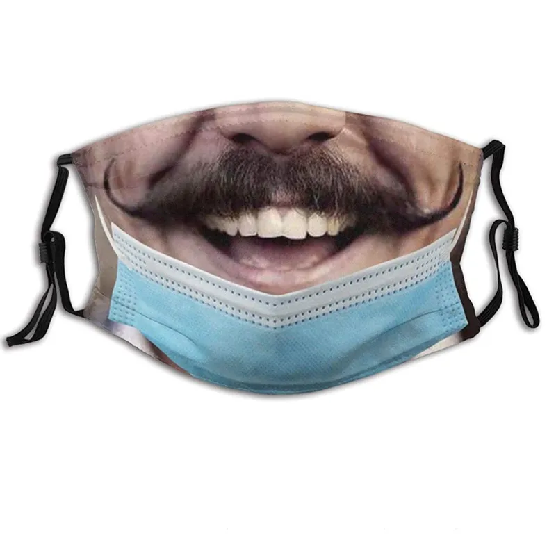 

Prank Halloween Black Face Mask Reusable mask Adult Outdoor Washable Mask Reuse Protection Printing Funny Mouth Mask