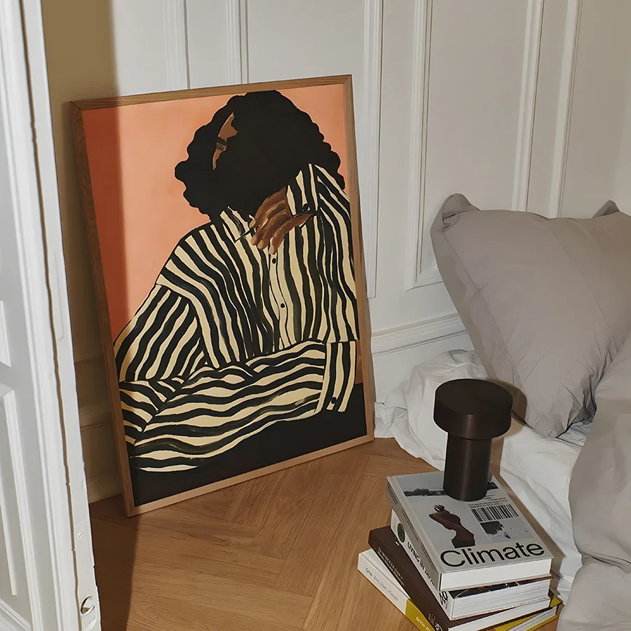 Абстрактная геометрическая линия девушки настенная живопись на холсте постеры