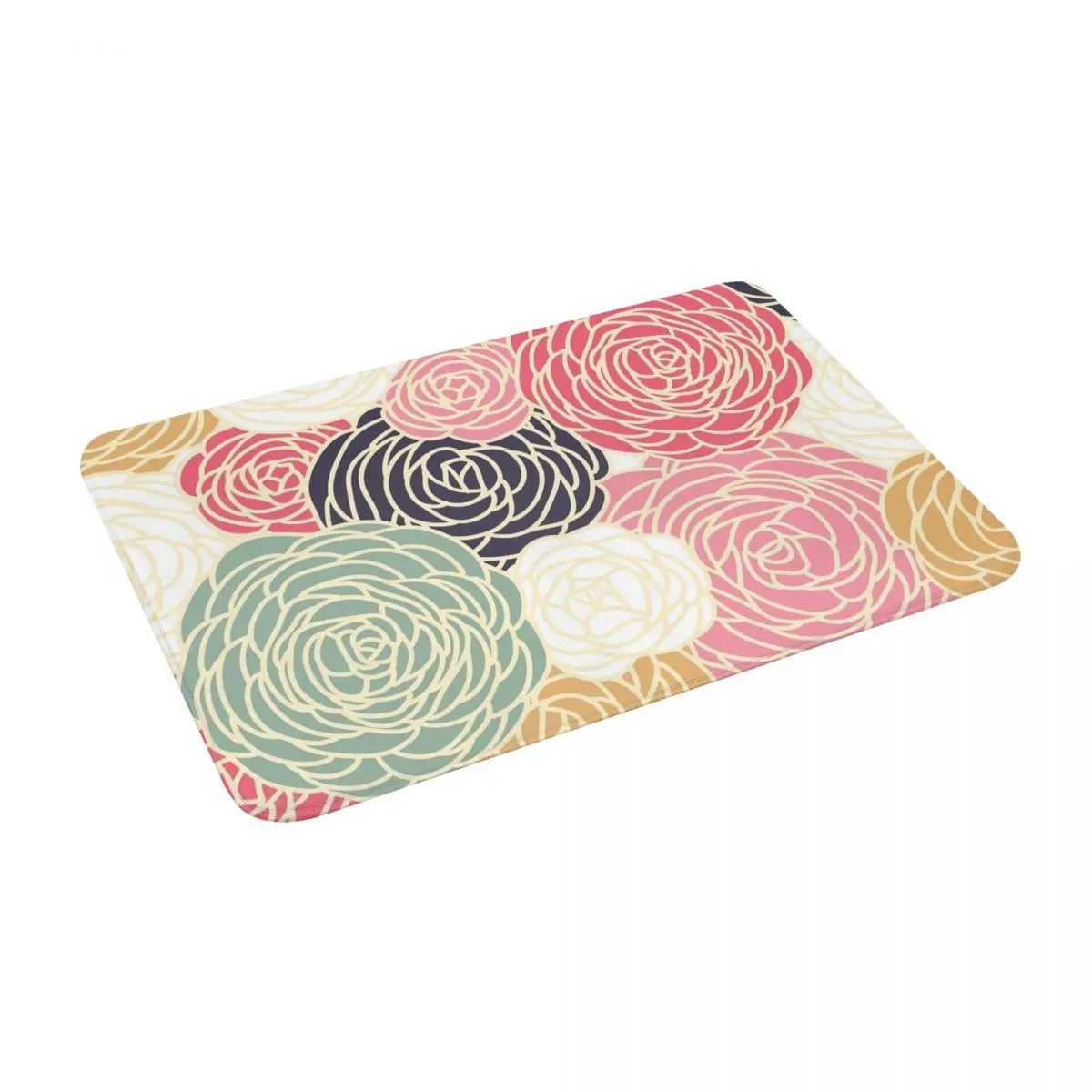 

Flowers Pattern 24" X 16" Non Slip Absorbent Memory Foam Bath Mat for Home Decor/Kitchen/Entry/Indoor/Outdoor/Living Room