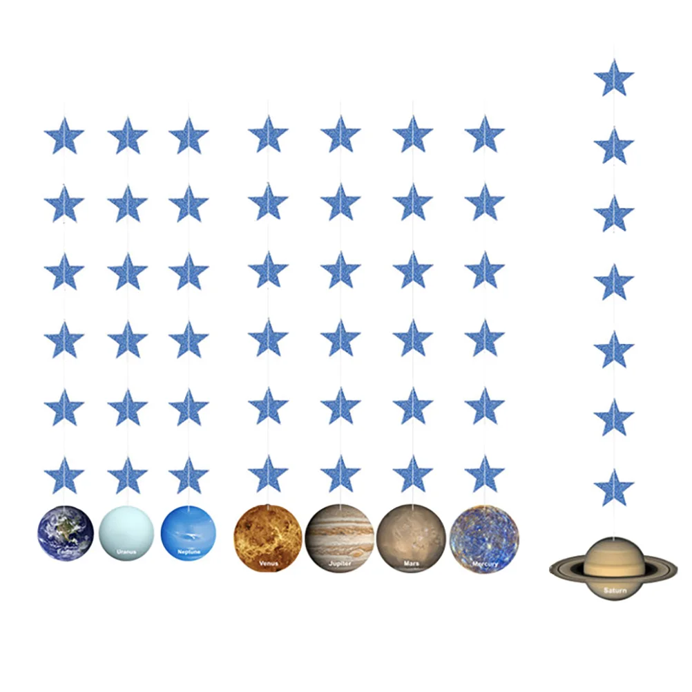 

Banner Garland Hanging Solar System Space Star Party Birthday Banners Bunting Universe Decoration Whirls Garlands Glittery