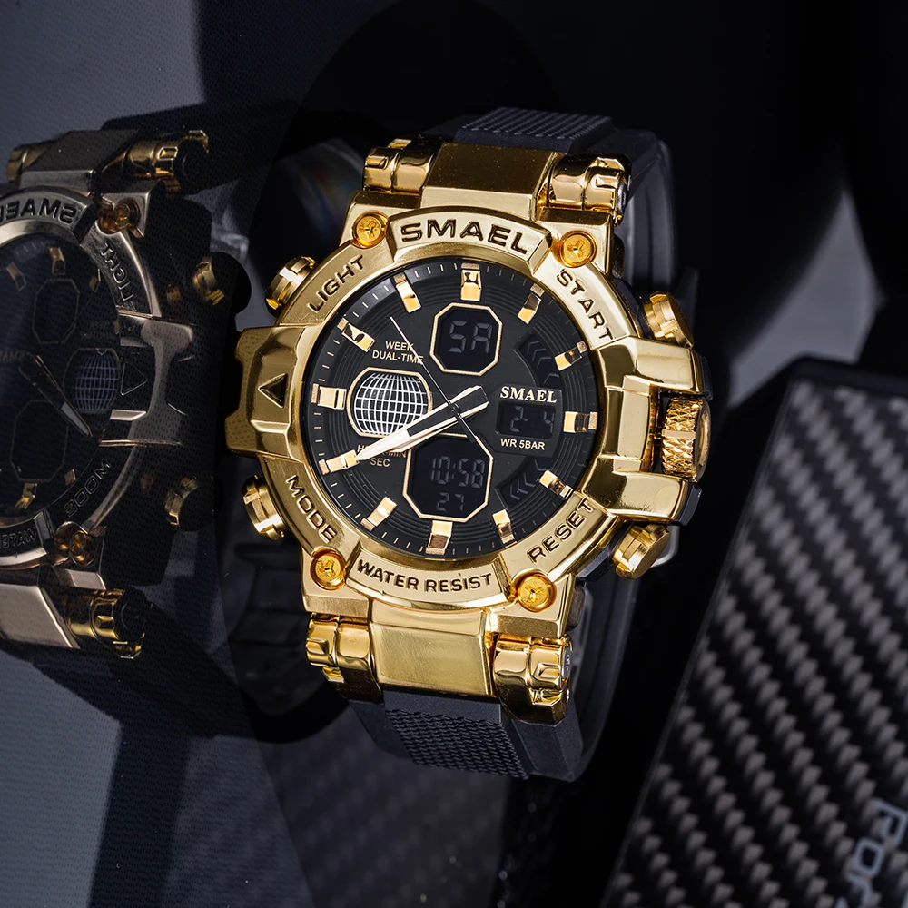 SMAEL мужские спортивные часы 2021 Роскошные оригинальный бренд двойной часовой пояс
