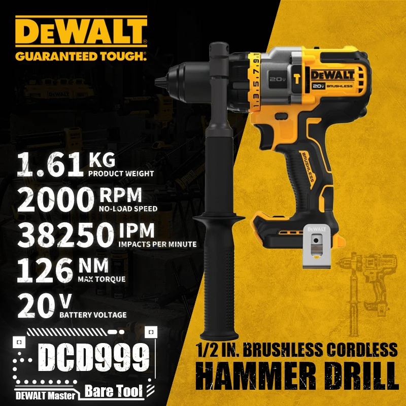 

DEWALT DCD999 1/2in Brushless Cordless Hammer Drill/Driver with FLEXVOLT ADVANTAGE™ 20V Lithium Power Tools 38250IPM Bare Tool