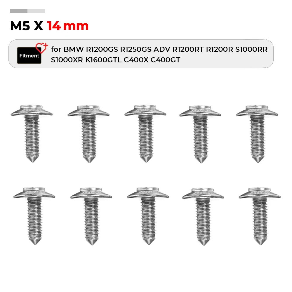 

10 шт./50 шт. винты M5 для BMW R1200GS R1250GS ADV F850GS R1200 F700GS S1000RR S1000XR крепежный винт из нержавеющей стали, гайка, болт